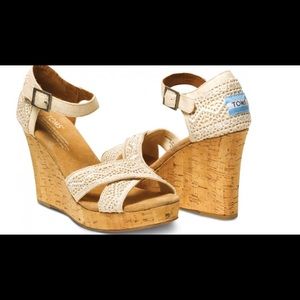Cream croche toms wedges